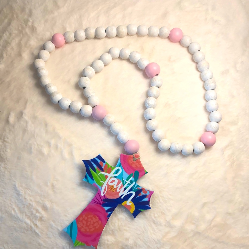 Handmade Wooden Rosary Garland.